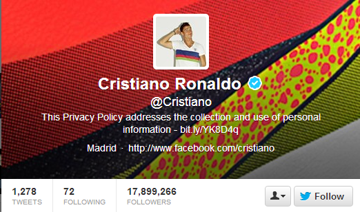 Cristiano Ronaldo Twitter page 